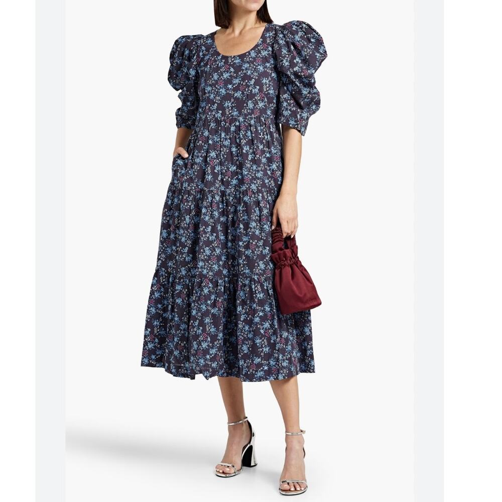 Sea New York Tilly tiered floral-print cotton midi dress Size XS C4
